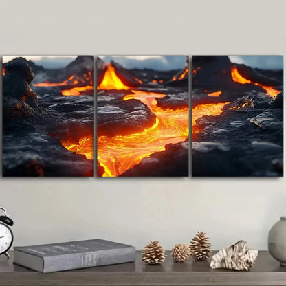 3pcs Lava Pools Design Hangings   Wall Art Set Canvas Framed 50x70cm - High Quality Print 100% Australian Made Wall Canvas Ready to Hang - Bella Home Decor