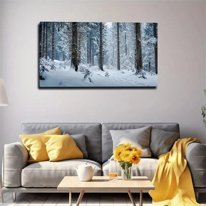 Winter Snowy Forest Wall Art Canvas Office Home Room Framed 120x60cm