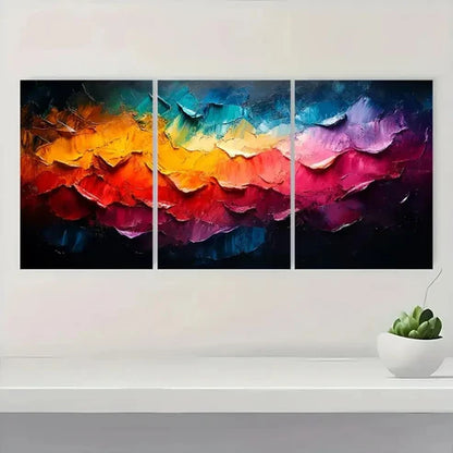3pcs Vibrant Colorful Textured DB Wall Art Set Canvas Unframed - High Quality Print 100% Australian Made Wall Canvas - Bella Home Decor