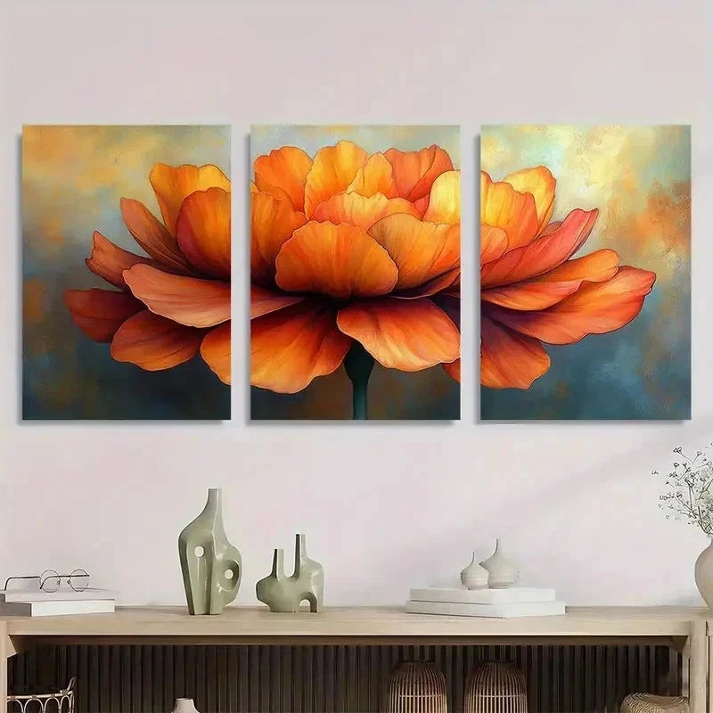 3pcs Marigold Flower Nature Perfect Wall Art Set Canvas Framed 40x60cm - High Quality Print 100% Australian Made Wall Canvas Ready to Hang - Bella Home Decor