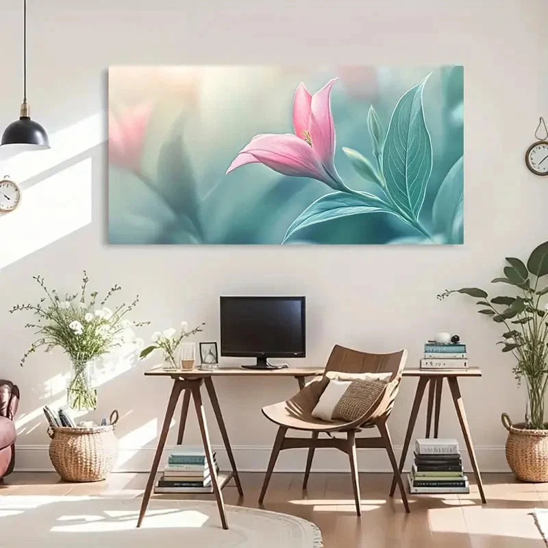 Camellia Decorative Artwork Wall Art Canvas Office Home Room Framed 120x60cm - Bella Home Decor