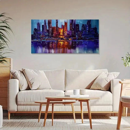 Vibrant Cityscape Night View Wall Art Canvas Office Home Room Framed 120x60cm