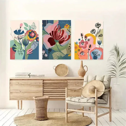 3pcs Abstract Decorative London Flower Market Wall Art Canvas Unframed - High Quality Print 100% Australian Made Wall Canvas - Bella Home Decor
