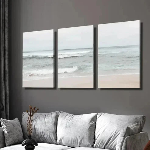 3pcs Sunrise Ocean Waves Beach Wall Art Canvas Unframed - High Quality Print 100% Australian Made Wall Canvas
