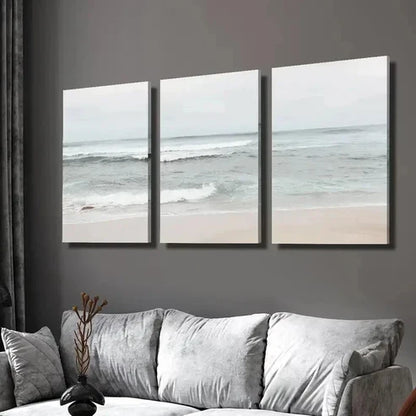 3pcs Sunrise Ocean Waves Beach Wall Art Canvas Unframed - High Quality Print 100% Australian Made Wall Canvas