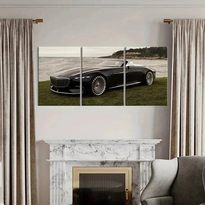 3pcs Black Mercedes Benz Super Car Wall Art Set Canvas Framed 40x60cm - High Quality Print 100% Australian Made Wall Canvas Ready to Hang - Bella Home Decor