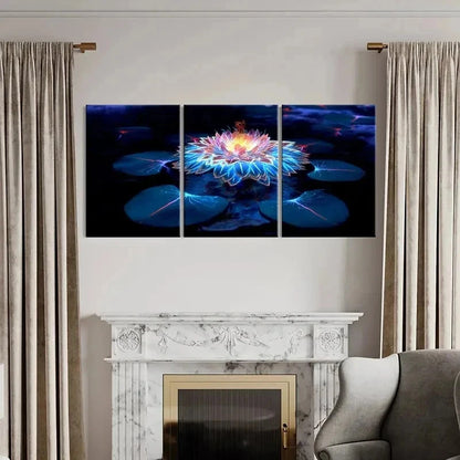 3pcs Colorful Lotus Flower Fantasy Floral Wall Art Set Canvas Framed 60x90cm - High Quality Print 100% Australian Made Wall Canvas Ready to Hang - Bella Home Decor