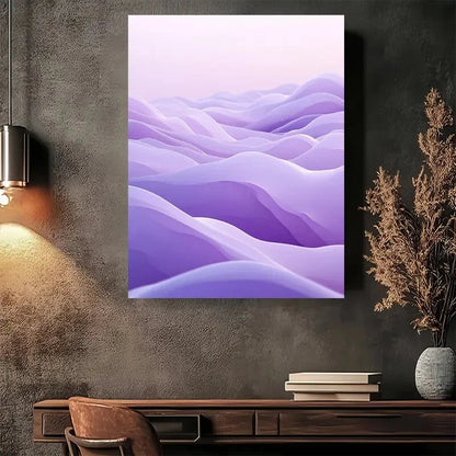 Beautiful Abstract Purple Waves Painting 40x60cm Metal Print Ready to Hang - Bella Home Decor
