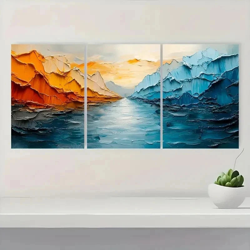 3pcs Cityscape with Gondolas & Architecture E  Wall Art Set Canvas Framed 50x70cm - High Quality Print 100% Australian Made Wall Canvas Ready to Hang - Bella Home Decor
