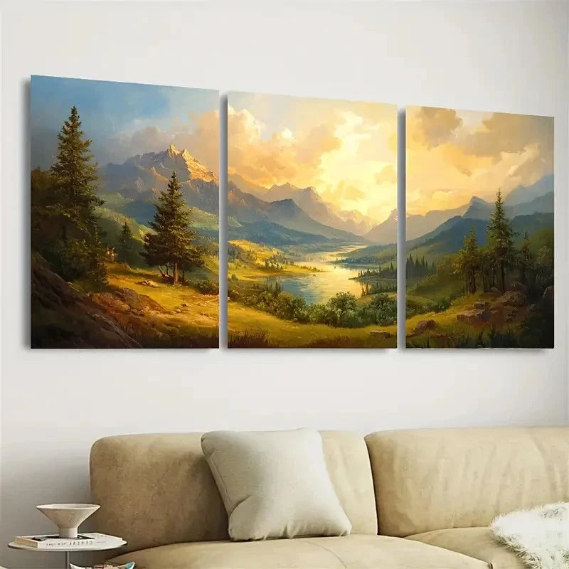 3pcs European Landscape Wall Art Set Canvas Framed 40x60cm - High Quality Print 100% Australian Made Wall Canvas Ready to Hang - Bella Home Decor