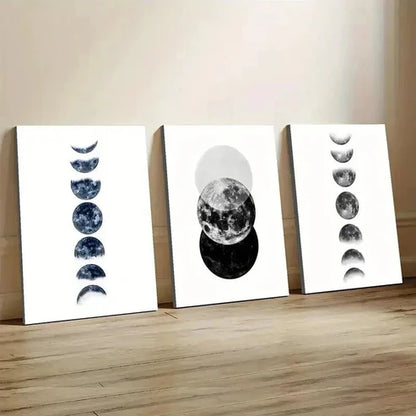 3pcs Cosmic Moon Planets and Stars Design Wall Art Set Canvas Unframed - High Quality Print 100% Australian Made Wall Canvas - Bella Home Decor