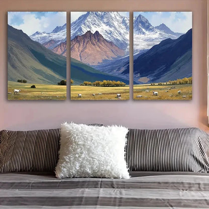 3pcs Mountain Range Landscape Wall Art Set Canvas Framed 60x90cm - High Quality Print 100% Australian Made Wall Canvas Ready to Hang