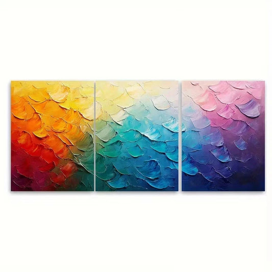 3pcs Colorful Gradient Art Vibrant Palette Wall Art Set Canvas Framed 50x70cm - High Quality Print 100% Australian Made Wall Canvas Ready to Hang