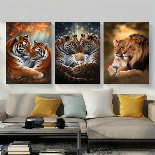 3pcs Animals Painting Wall Art Canvas Unframed - High Quality Print 100% Australian Made Wall Canvas - Bella Home Decor