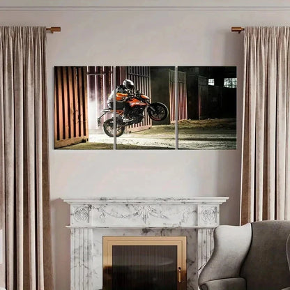 3pcs Motorcycle Racer Riding Decoration Wall Art Set Canvas Framed 60x90cm - High Quality Print 100% Australian Made Wall Canvas Ready to Hang