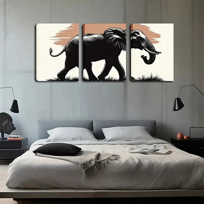 3pcs Black Elephant Figurative Wall Art Canvas Unframed - High Quality Print 100% Australian Made Wall Canvas - Bella Home Decor