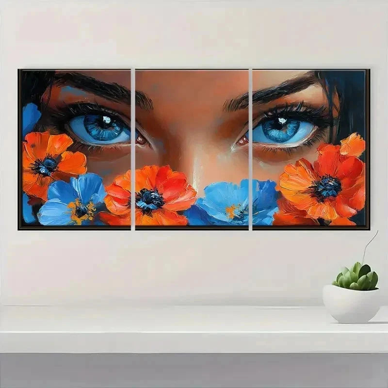 3pcs Dreamy Girl Beautiful Face Natural Perfect Wall Art Set Canvas Framed 50x70cm - High Quality Print 100% Australian Made Wall Canvas Ready to Hang - Bella Home Decor