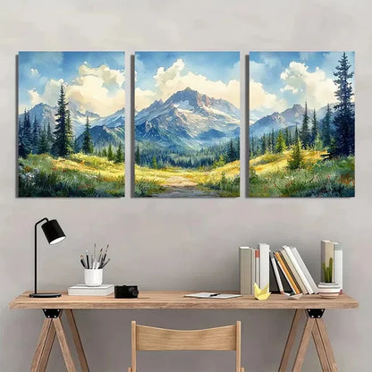 3pcs Mount Rainier Mountain Nature  Wall Art Set Canvas Unframed - High Quality Print 100% Australian Made Wall Canvas