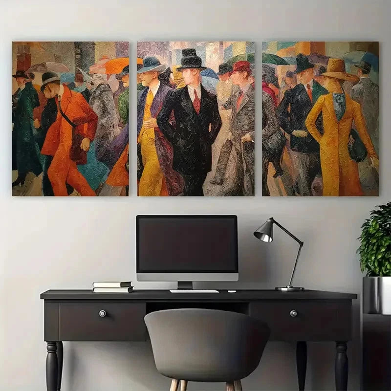 3pcs Berlin Street Scene Abstract PerfectWall Art Set Canvas Framed 60x90cm - High Quality Print 100% Australian Made Wall Canvas Ready to Hang - Bella Home Decor