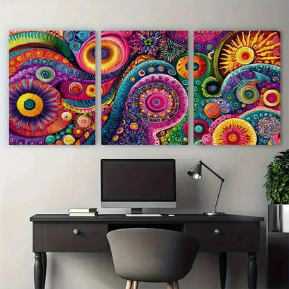3pcs Maximalist Bundle Funky Retro Perfect Wall Art Set Canvas Framed 50x70cm - High Quality Print 100% Australian Made Wall Canvas Ready to Hang