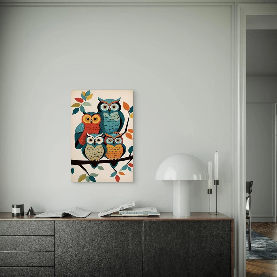 Vibrant Owl French Country Style Metal Print Ready to Hang