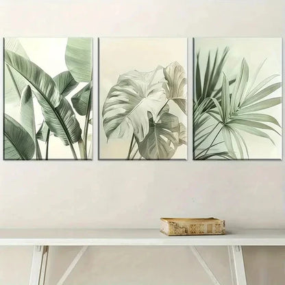 3pcs Natural Plant Leaves Simple Lands Wall Art Canvas Unframed - High Quality Print 100% Australian Made Wall Canvas