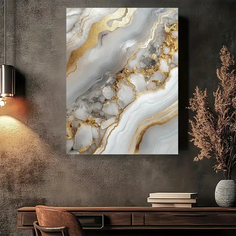 Beautiful Elegant Marble Texture Painting  40x60cm Metal Print Ready to Hang - Bella Home Decor