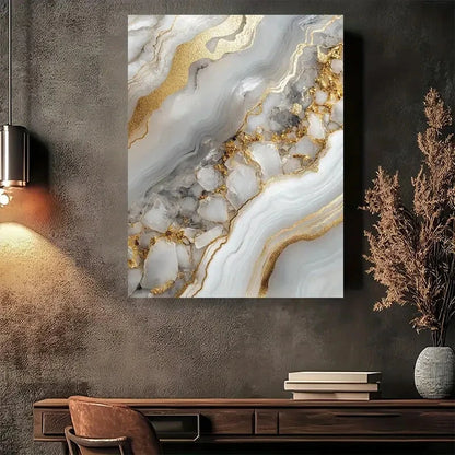 Beautiful Elegant Marble Texture Painting  40x60cm Metal Print Ready to Hang - Bella Home Decor