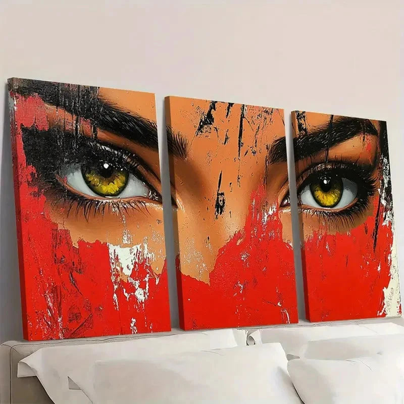 3pcs Vibrant Abstract Bold Colors Eye W    Wall Art Set Canvas Framed 60x90cm - High Quality Print 100% Australian Made Wall Canvas Ready to Hang - Bella Home Decor