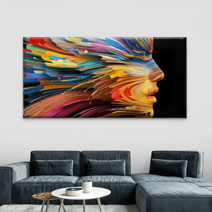 Abstract Face Colorful Female Wall Art Canvas Office Home Room Framed 120x60cm