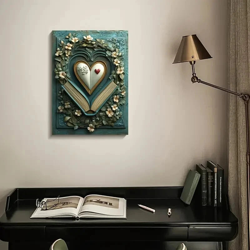 Beautiful Ohjessmarie Heart Blossoms, Painting 40x60cm Metal Print Ready to Hang - Bella Home Decor