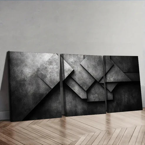 3pcs Modern Geometric Shapes Wall Art Set Canvas Unframed - High Quality Print 100% Australian Made Wall Canvas - Bella Home Decor