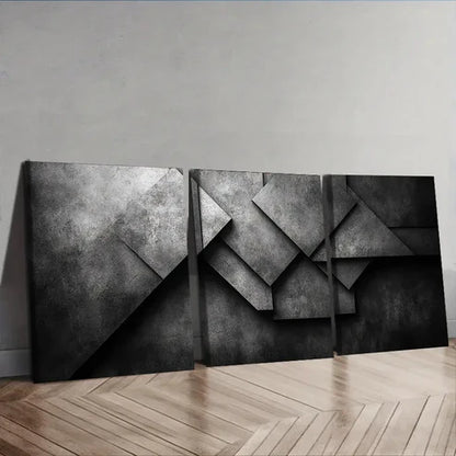 3pcs Modern Geometric Shapes Wall Art Set Canvas Unframed - High Quality Print 100% Australian Made Wall Canvas - Bella Home Decor