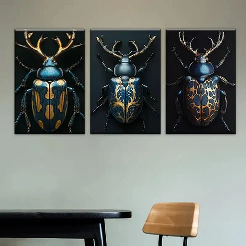 3pcs Four Beetles with Different Patterns Wall Art Set Canvas Unframed - High Quality Print 100% Australian Made Wall Canvas