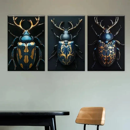 3pcs Four Beetles with Different Patterns Wall Art Set Canvas Unframed - High Quality Print 100% Australian Made Wall Canvas