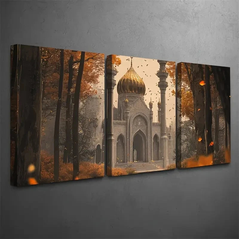 3pcs Lienzo Del Palacio Mouro And Bosque    Wall Art Set Canvas Framed 50x70cm - High Quality Print 100% Australian Made Wall Canvas Ready to Hang