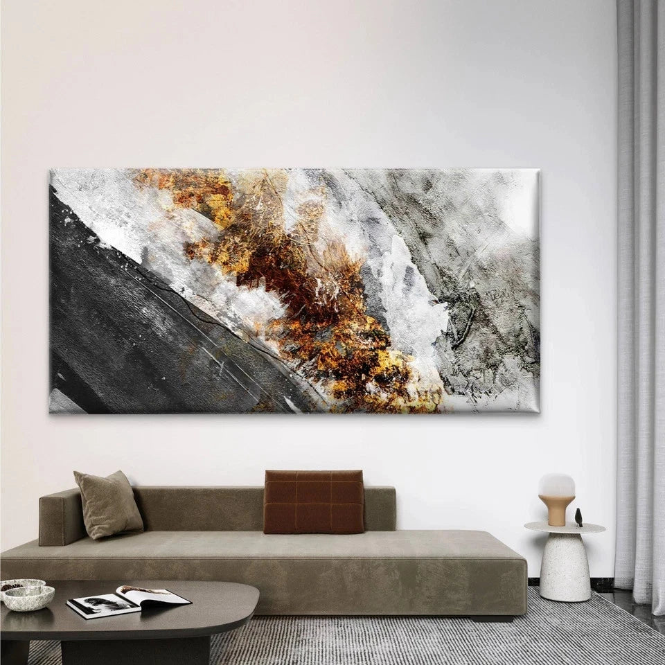 Abstract Painting Dark Colors Wall Art Canvas Office Home Room Framed 120x60cm