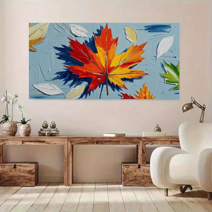 Vibrant Autumn Maple Leaf Wall Art Canvas Office Home Room Framed 120x60cm