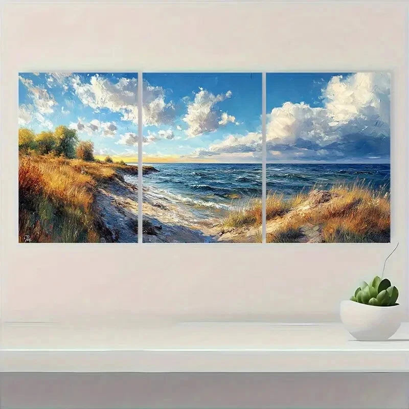3pcs Lake Shore Sunset Nature Scenery Metal Print Ready to Hang Art - Bella Home Decor
