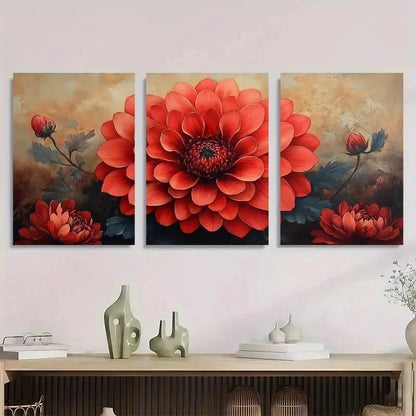 3pcs Chrysanthemum Flower Nature Perfect Wall Art Set Canvas Framed 40x60cm - High Quality Print 100% Australian Made Wall Canvas Ready to Hang - Bella Home Decor