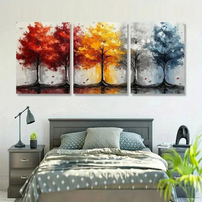 3pcs Colorful Forest Trees Painting Wall Art Set Canvas Framed 60x90cm - High Quality Print 100% Australian Made Wall Canvas Ready to Hang