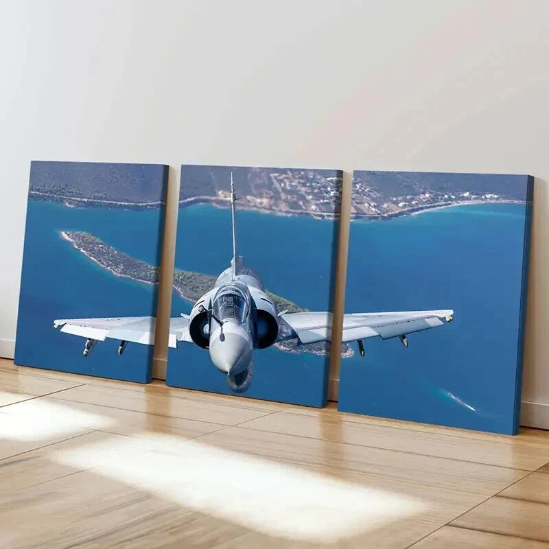 3pcs Military Theme Artwork Fighter Jets Wall Art Set Canvas Framed 40x60cm - High Quality Print 100% Australian Made Wall Canvas Ready to Hang - Bella Home Decor