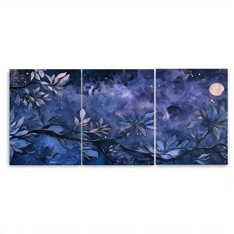 3pcs Mystical Agave Plants Under Starlit Sky Metal Print Ready to Hang Art - Bella Home Decor