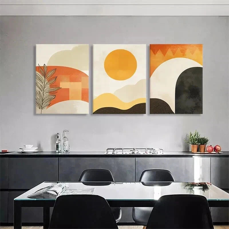 3pcs Abstract Geometric Landscape Perfect Wall Art Set Canvas Framed 60x90cm - High Quality Print 100% Australian Made Wall Canvas Ready to Hang