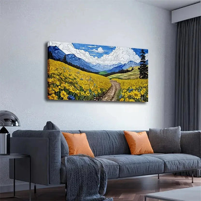 Yellow Flowers Modern Wall Art Canvas Office Home Room Framed 120x60cm
