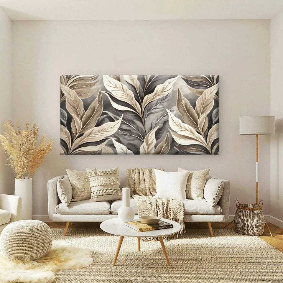 Leaf Modern Abstract Wall Art Canvas Office Home Room Framed 120x60cm - Bella Home Decor