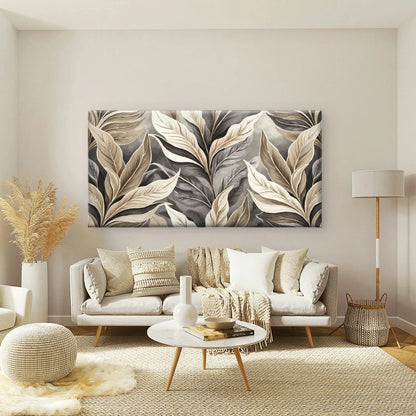 Leaf Modern Abstract Wall Art Canvas Office Home Room Framed 120x60cm - Bella Home Decor