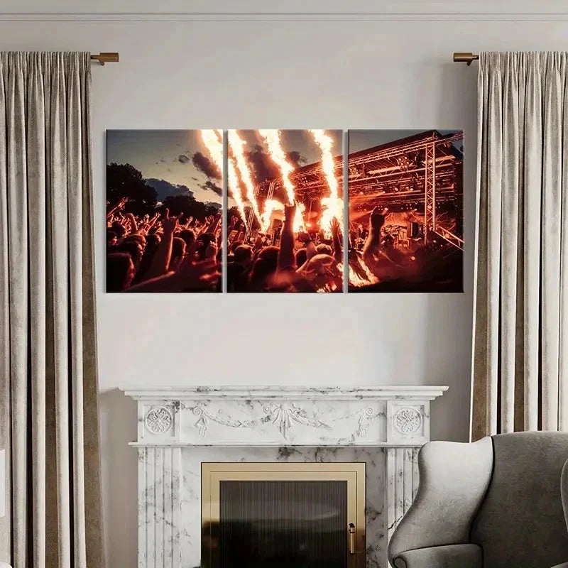 3pcs Band Performance Scene Decoration Wall Art Set Canvas Framed 40x60cm - High Quality Print 100% Australian Made Wall Canvas Ready to Hang - Bella Home Decor