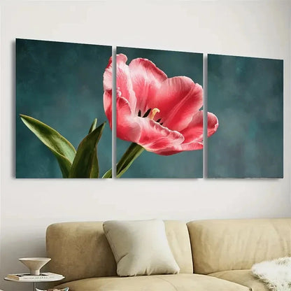 3pcs Pink Tulip Spring Flower Wall Art Set Canvas Framed 60x90cm - High Quality Print 100% Australian Made Wall Canvas Ready to Hang