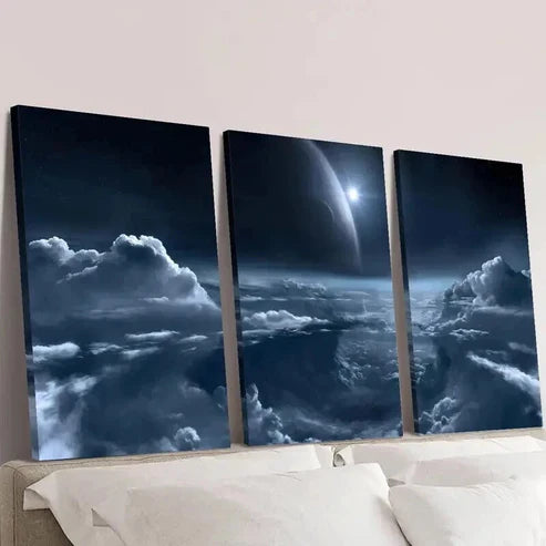 3pcs Aerospace Outer Solar Planet Decor Wall Art Set Canvas Unframed - High Quality Print 100% Australian Made Wall Canvas - Bella Home Decor